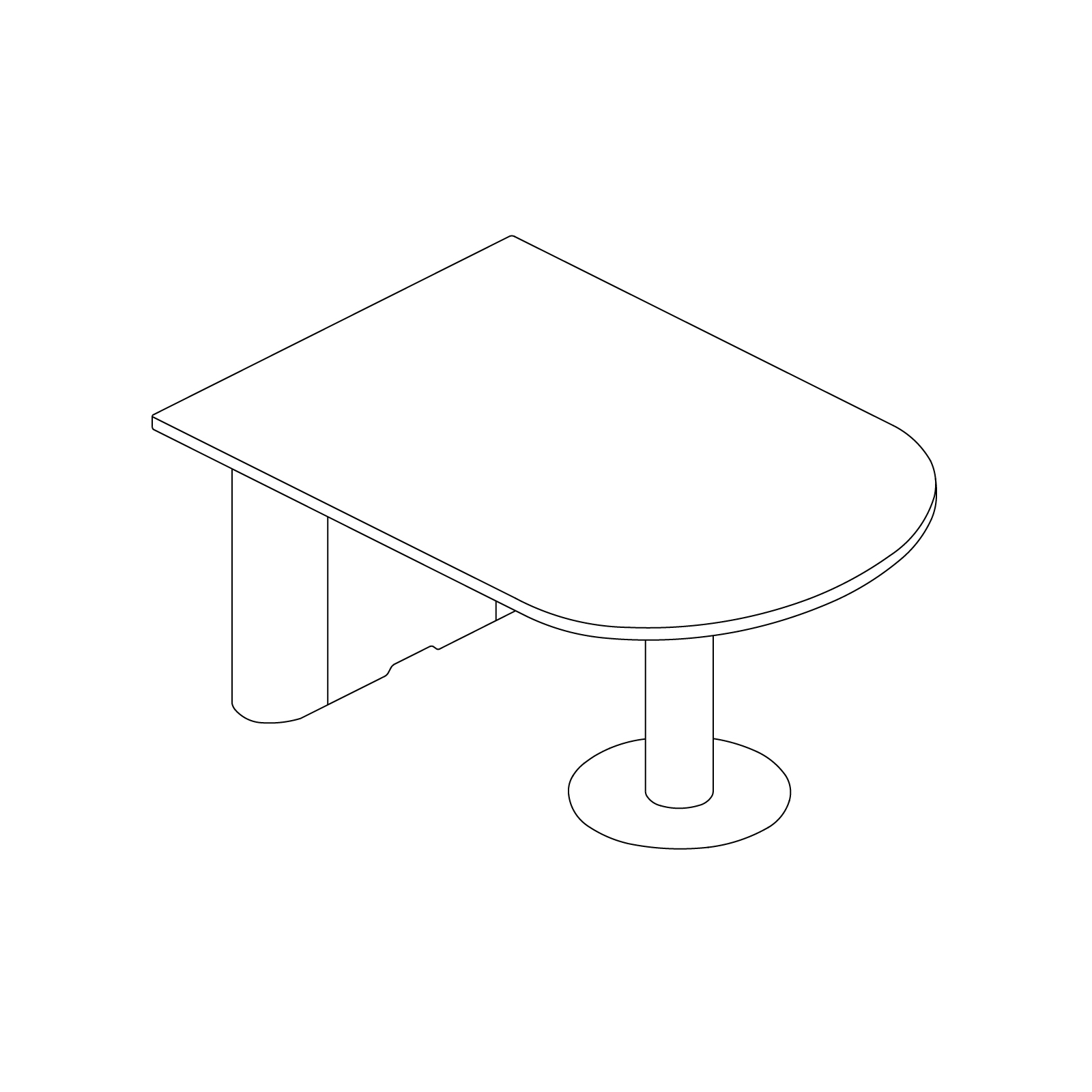 A line drawing - Headway Huddle Table–D Shape–Seated Height
