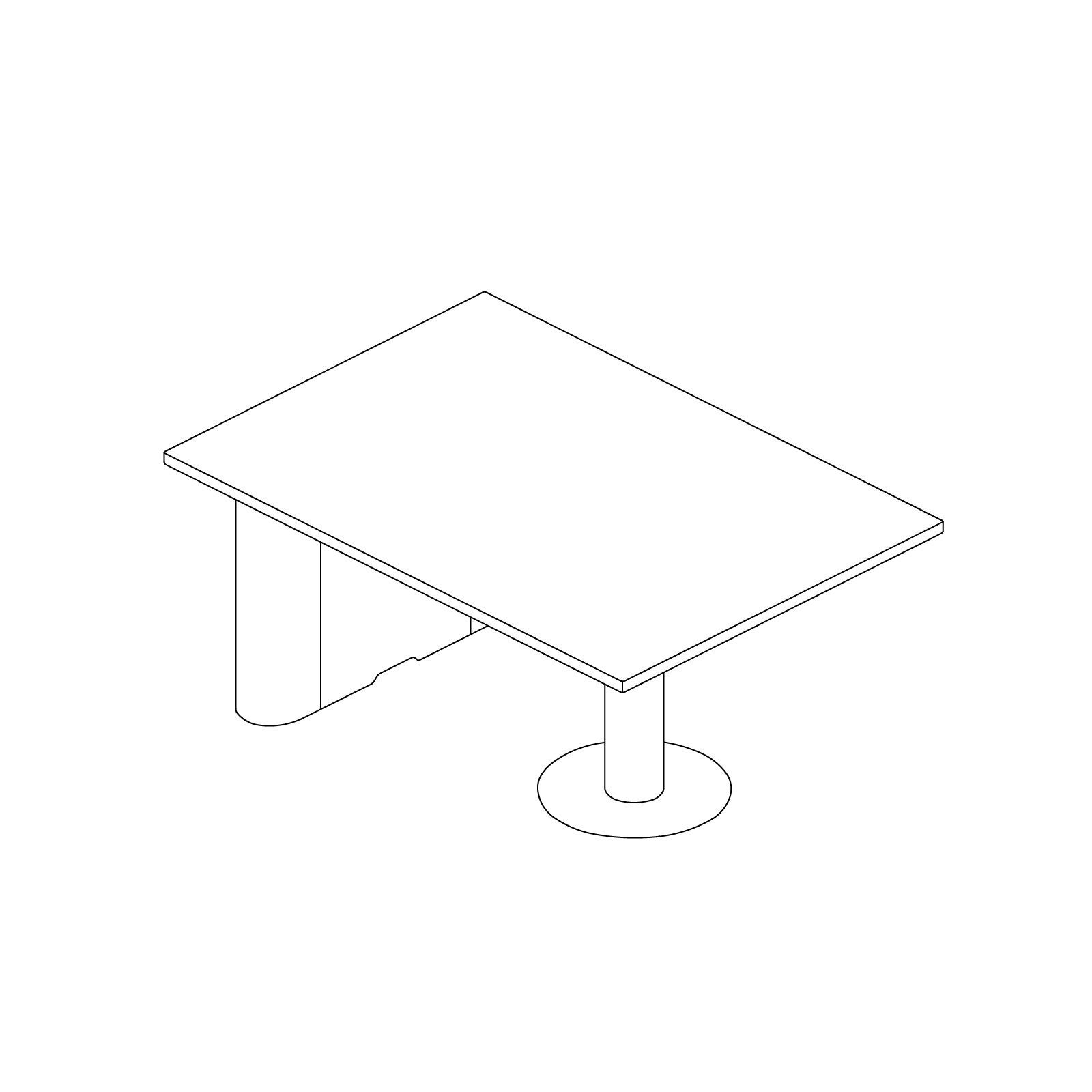 A line drawing - Headway Huddle Table–Rectangular–Seated Height