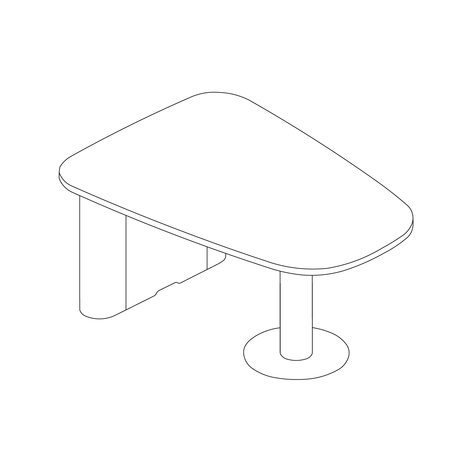 A line drawing - Headway Huddle Table–Teardrop–Seated Height
