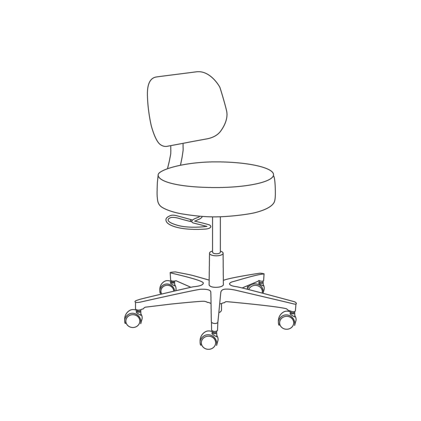 A line drawing - Lab Stool–D-Ring Adjustment