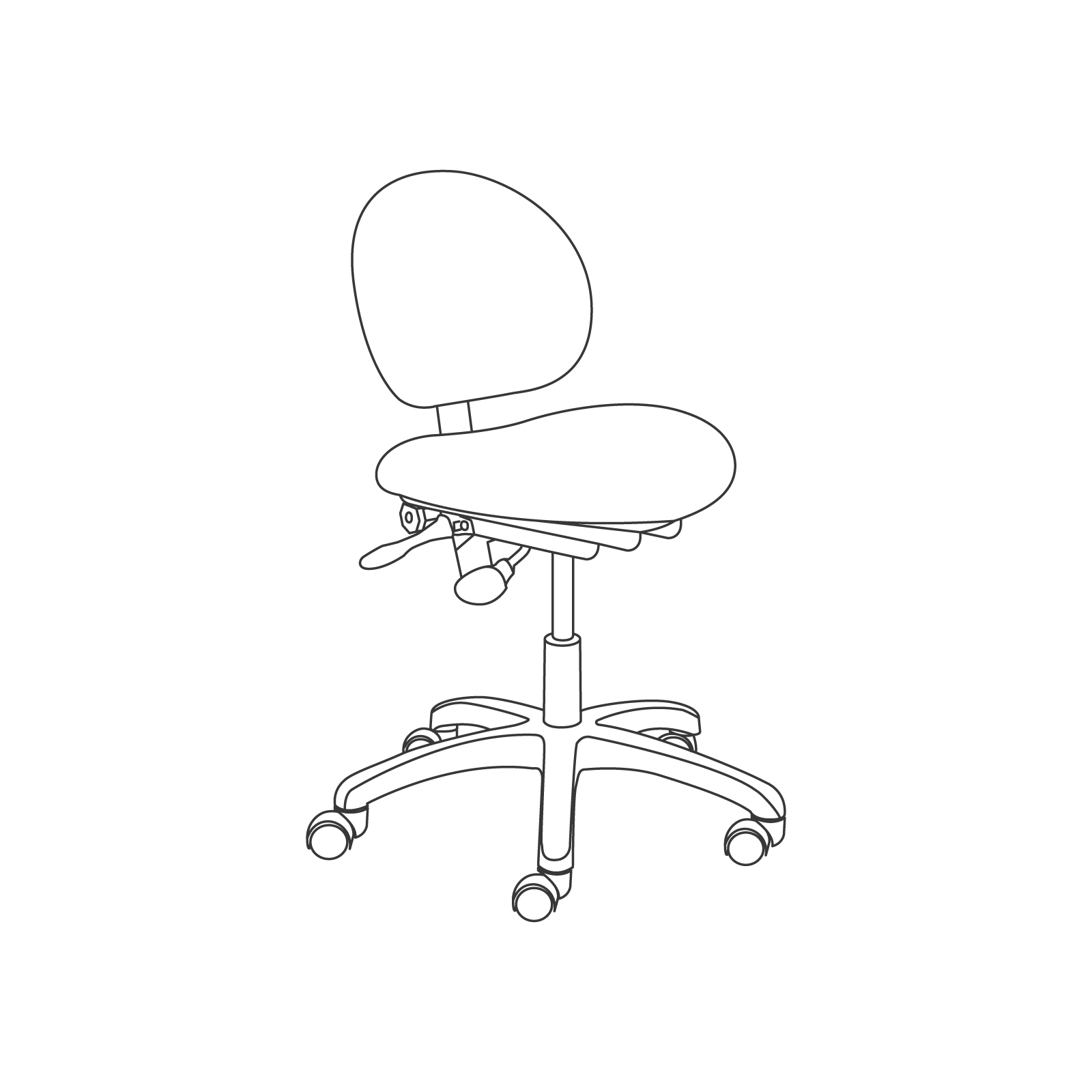 A line drawing - Lab Stool–Dual Lever Adjustment A line drawing - Lab Stool–Dual Lever Adjustment