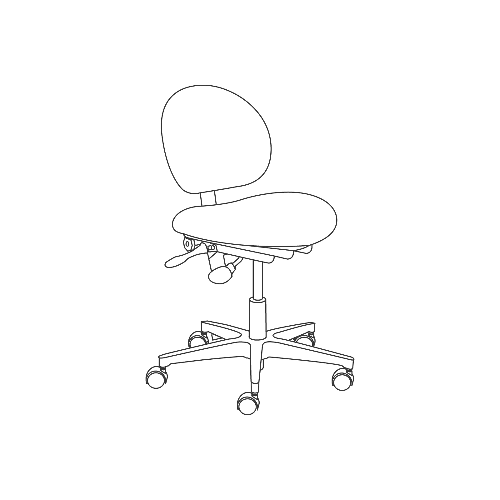 A line drawing - Lab Stool–Lever Adjustment