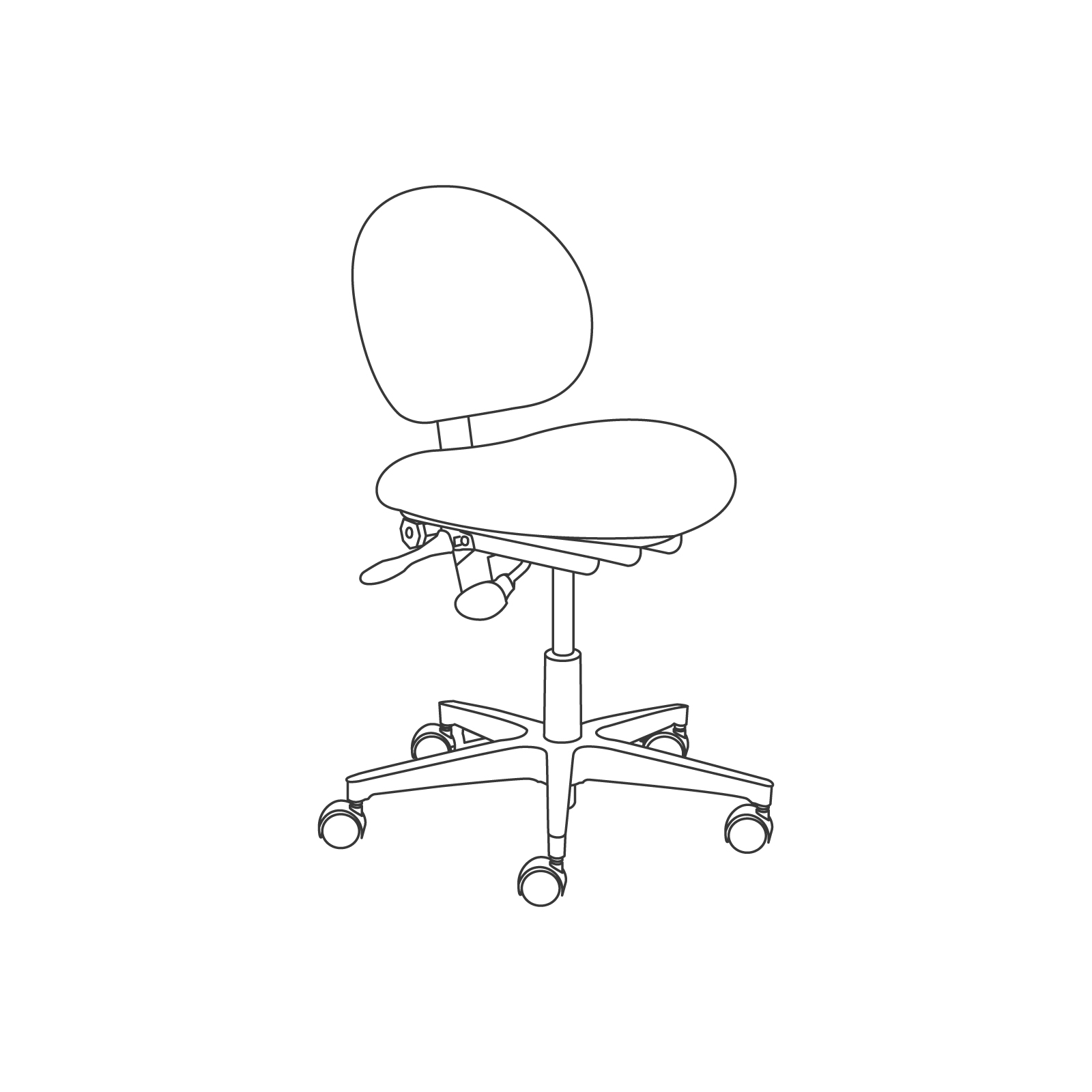 A line drawing - Lab Stool–Lever Adjustment A line drawing - Lab Stool–Lever Adjustment