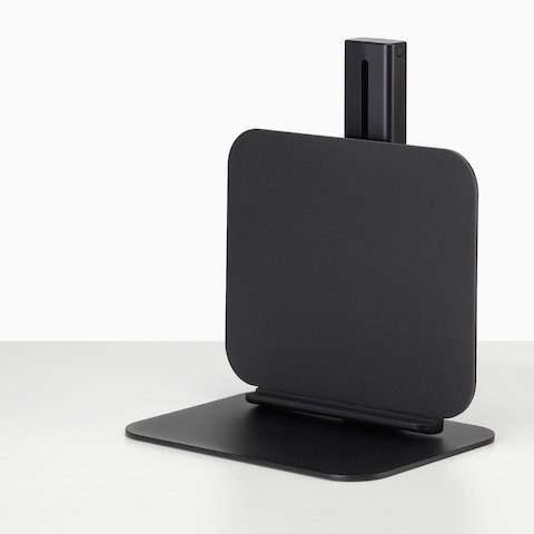 A close-up view of a black Lana Laptop Stand, viewed from a side angle.