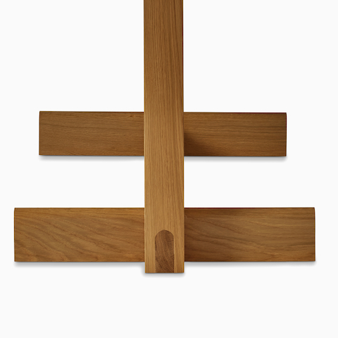 A side view of the Land table in oak.