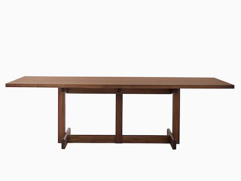 Dark brown Land Table, viewed from the front.