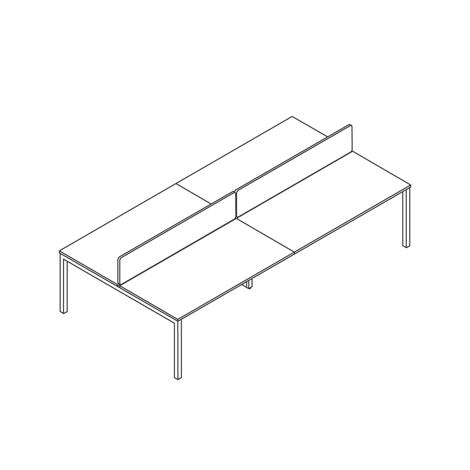 Eine Zeichnung - Layout Studio – Rücken-an-Rücken-Bank – 4 Personen