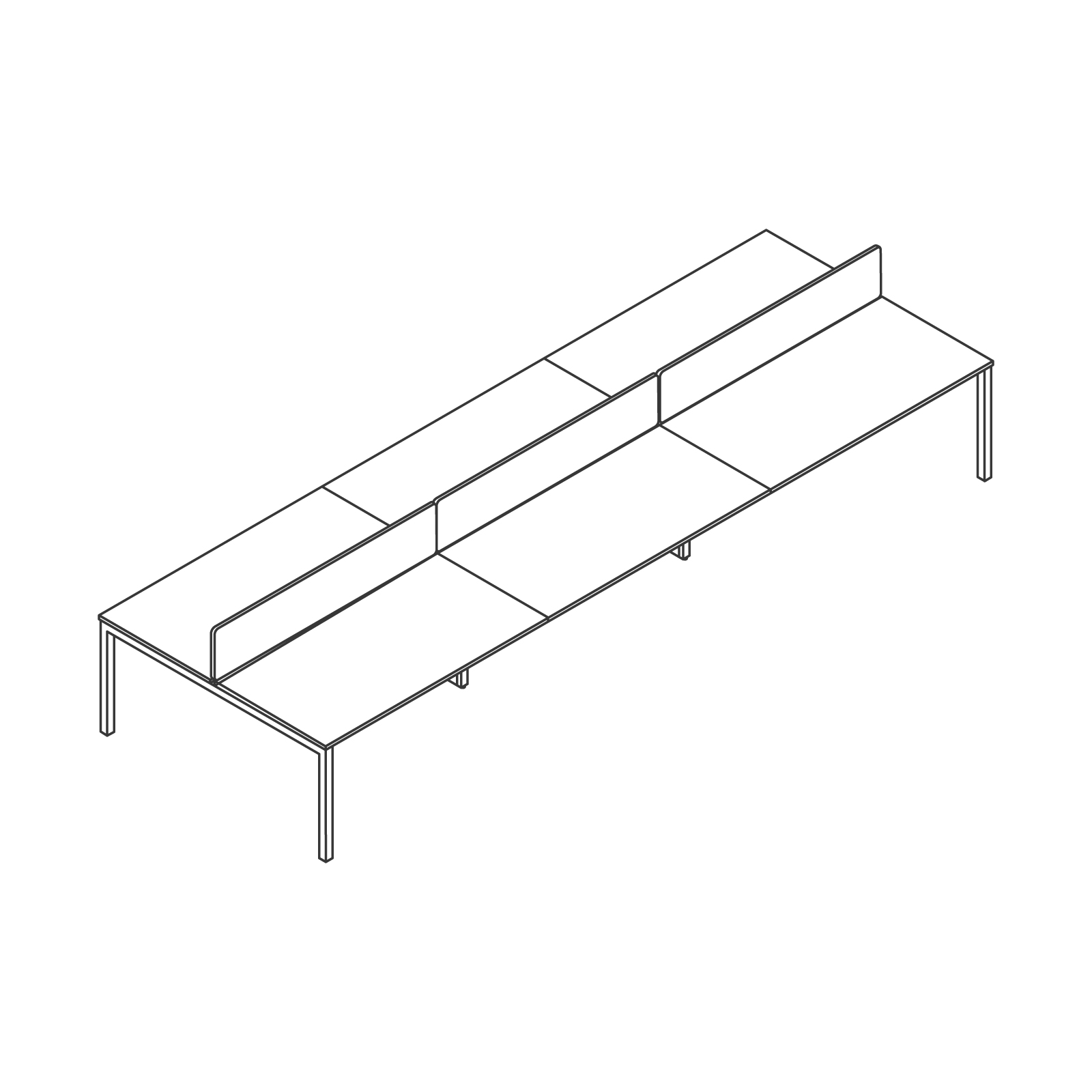 Eine Skizze – Layout Studio – Rücken-an-Rücken-Bank – 6 Personen