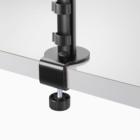 Close-up back view of a black Lima Monitor Arm clamp. Close-up back view of a black Lima Monitor Arm clamp.