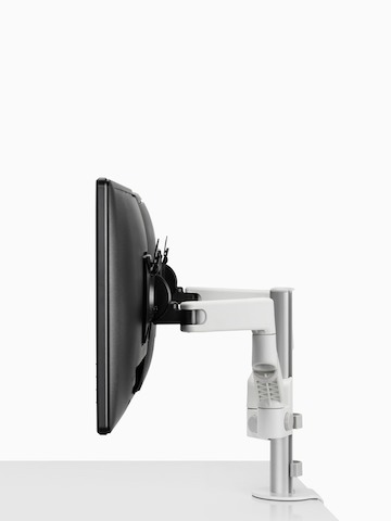 Side view of dual Lima Monitor Arm in white.