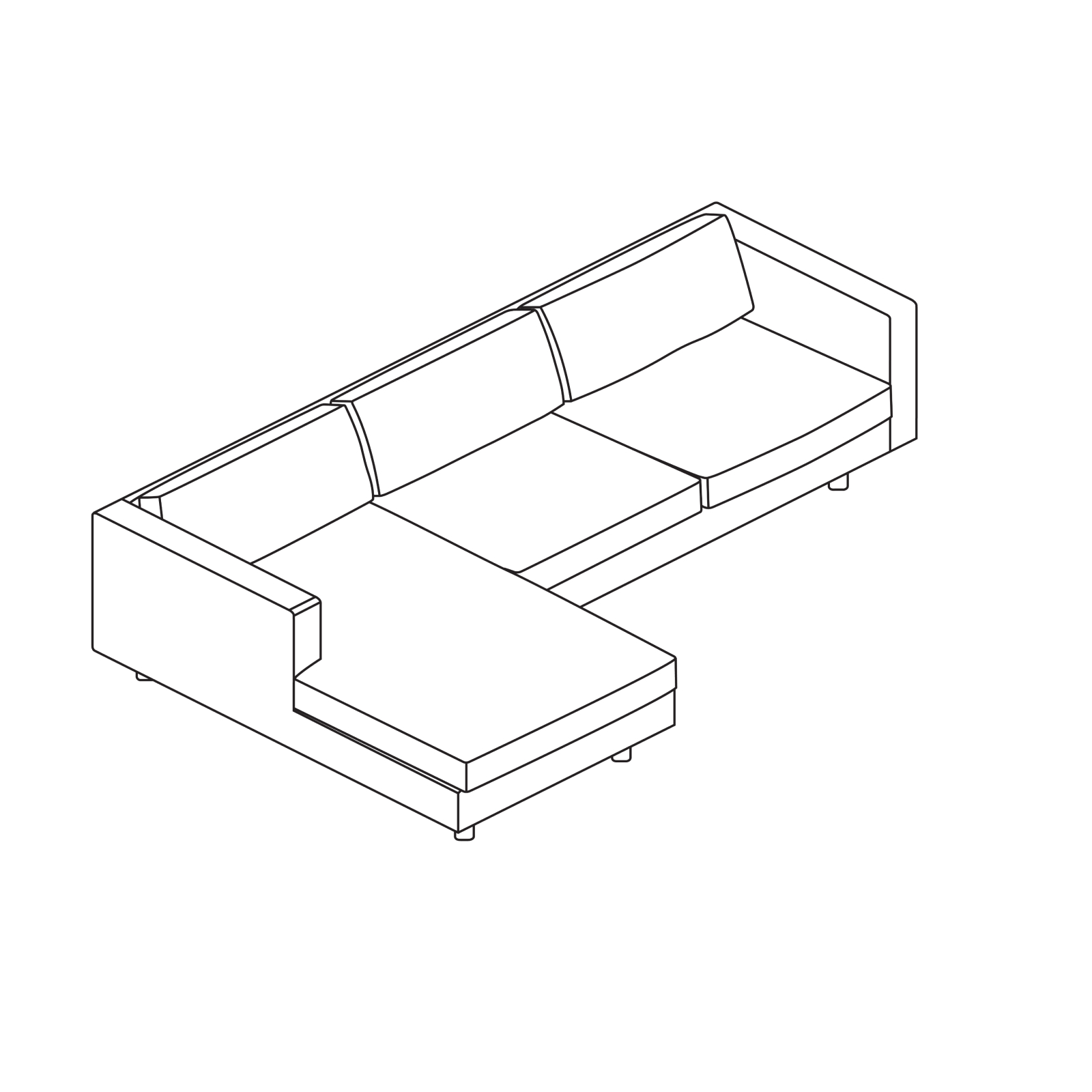 A line drawing - Lispenard Sectional Sofa–Chaise Right