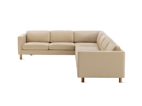 Lispenard Corner Sectional 17 inches, Left n beige colored leather and 6 inche oak legs.