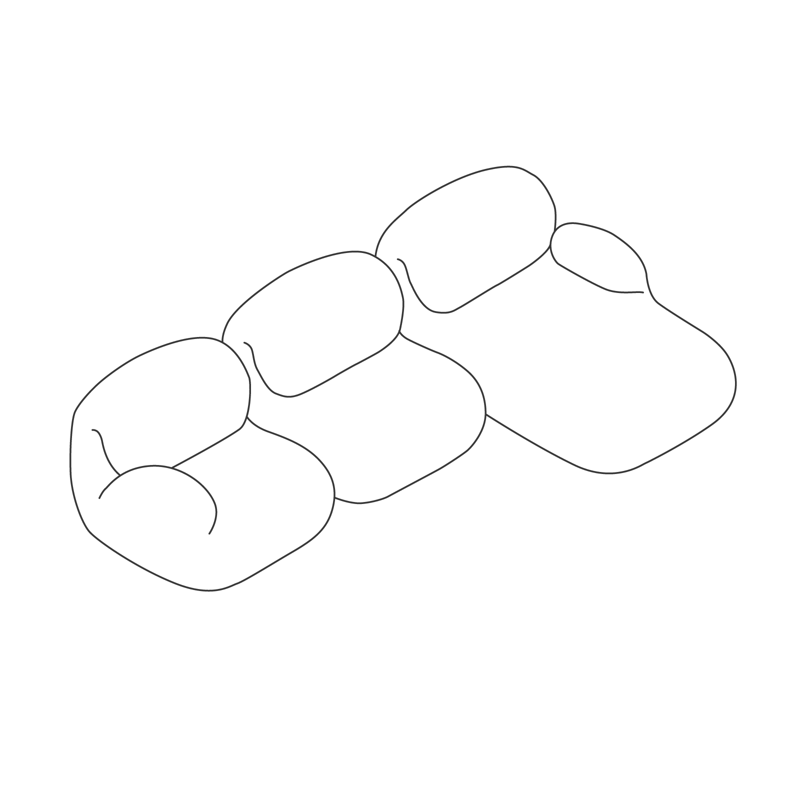 线描图 - Luva 模块化沙发系列–三座拼合式