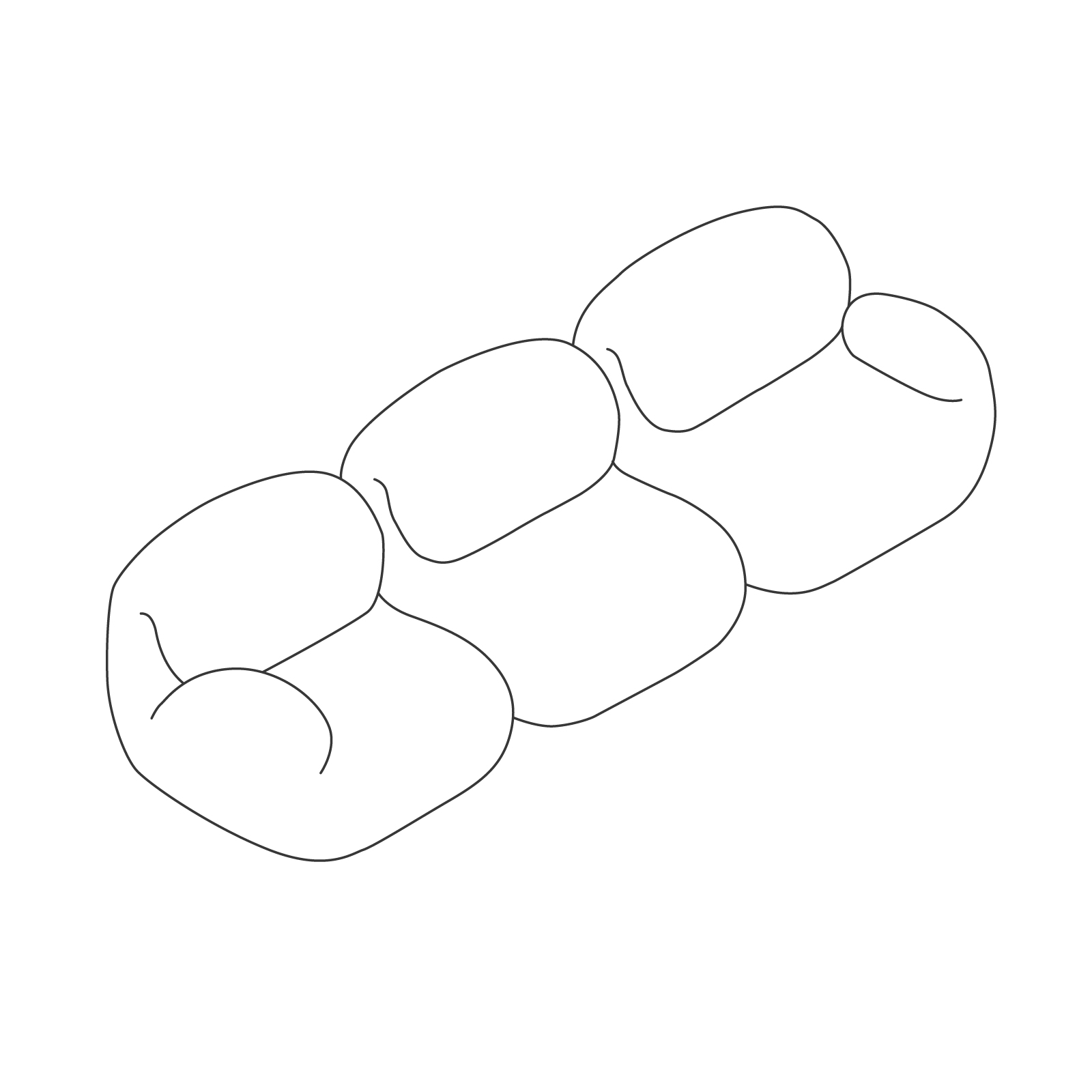 线描图 - Luva 模块化沙发系列–三座沙发