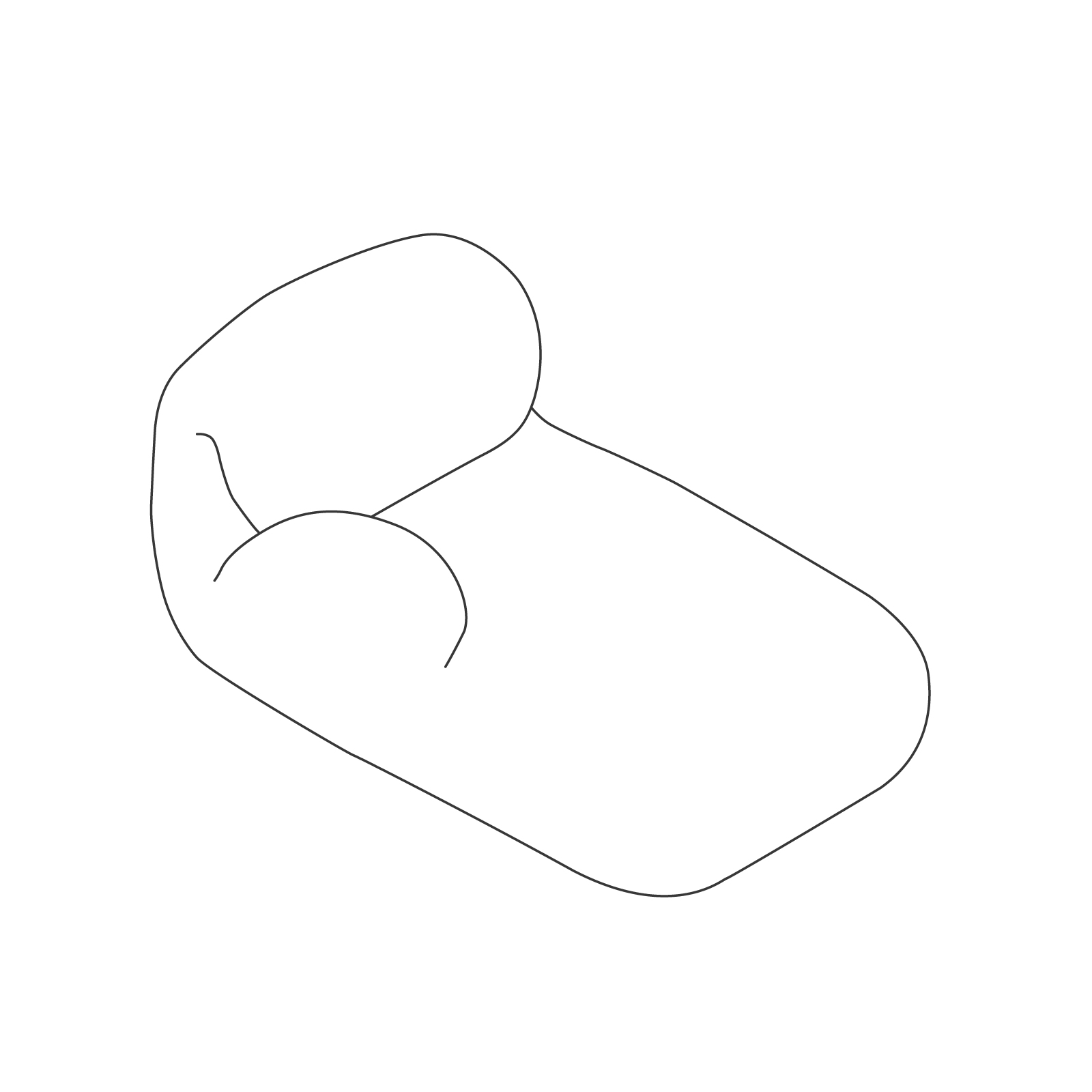 线描图 - Luva 模块化沙发系列–躺椅–右侧扶手