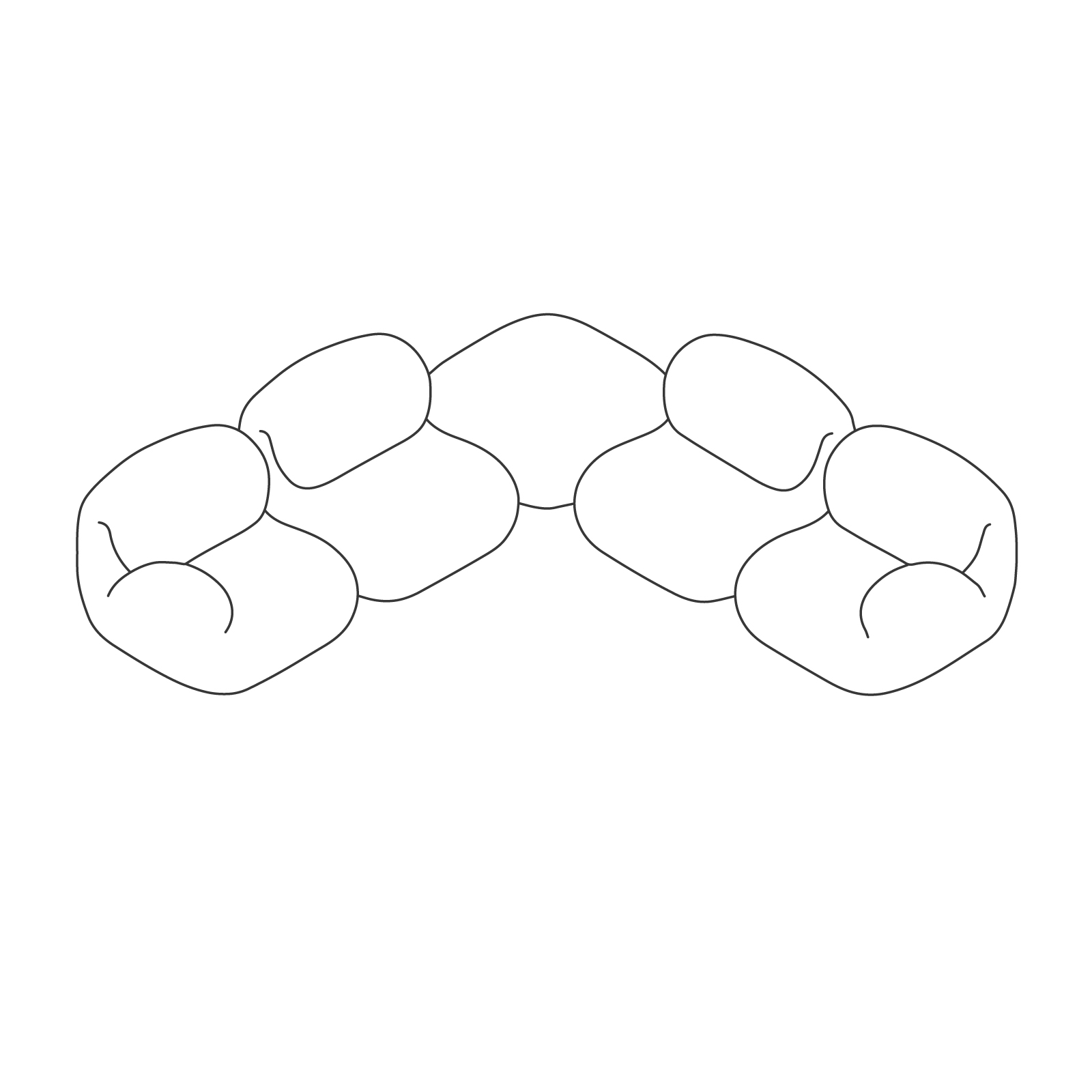 线描图 - Luva 模块化沙发系列–转角拼合式
