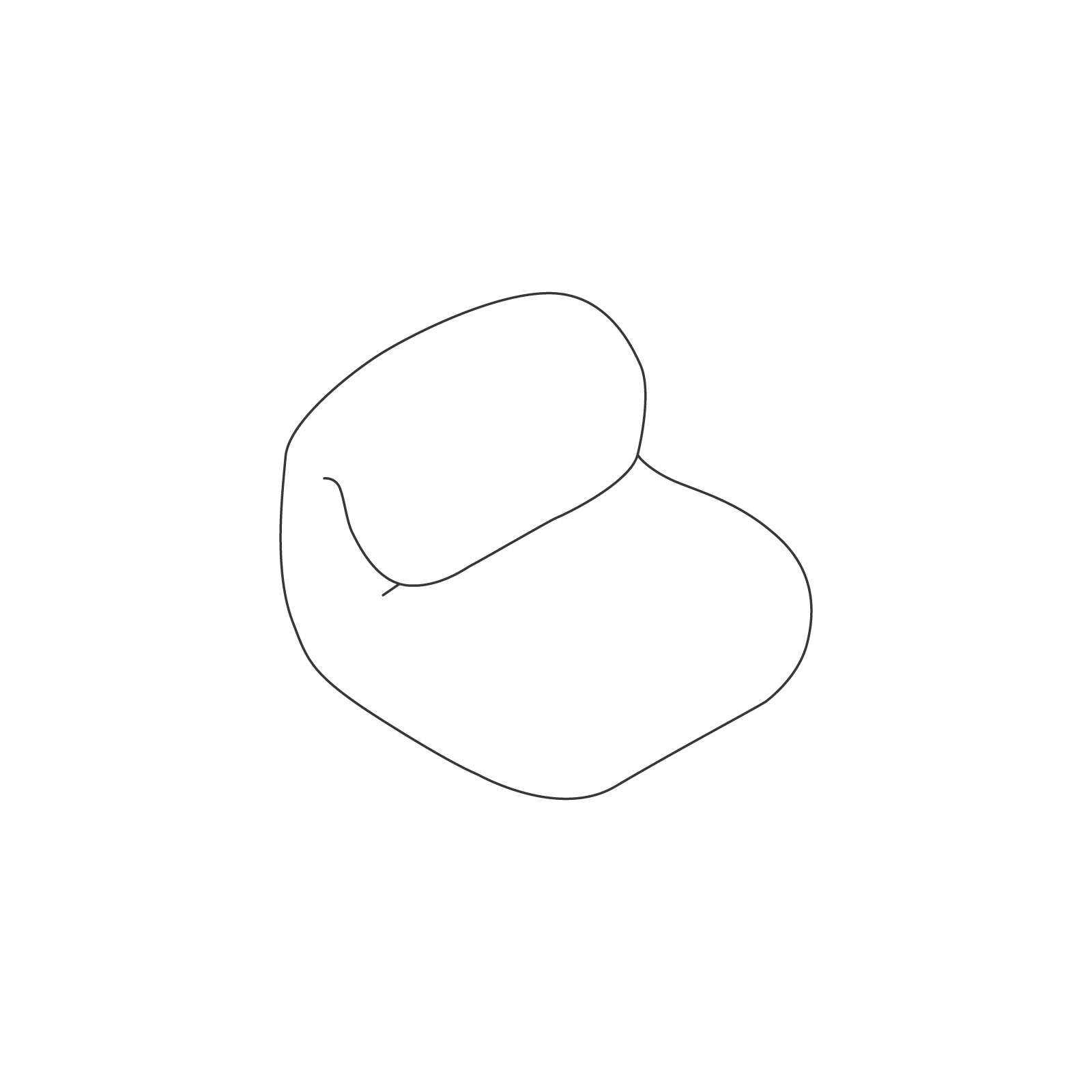 线描图 - Luva 模块化沙发系列–单座沙发–无扶手