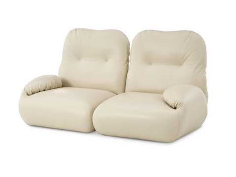 Luva modulaire sofa, tweezitter met losse elementen, open.