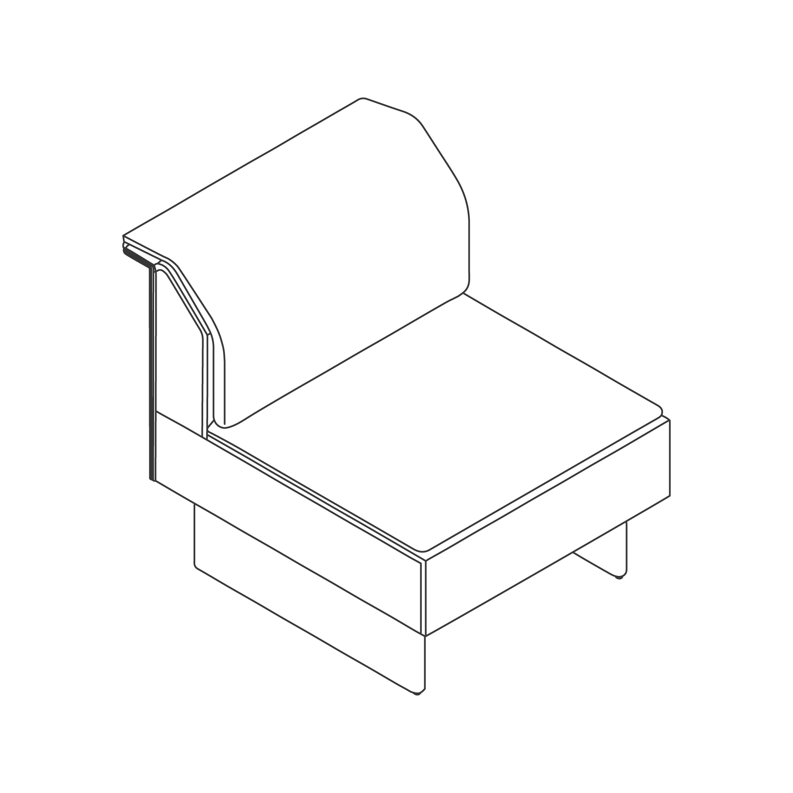 Eine Zeichnung - Mantle Clubsessel – ohne Armlehnen – Holzuntergestell