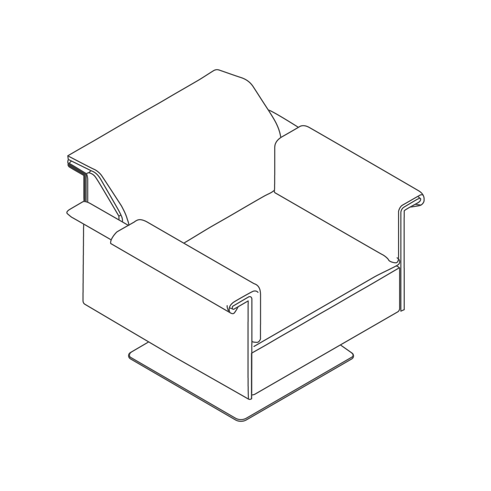 A line drawing - Mantle Club Chair–With Arms–Swivel Base