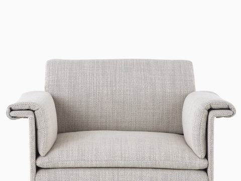 Cropped front view of a Mantle Club Chair upholstered in Capri Stone.