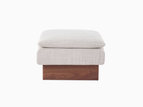 侧视图：Mantle脚凳，配有Capri Stone软垫和胡桃木木制底座。