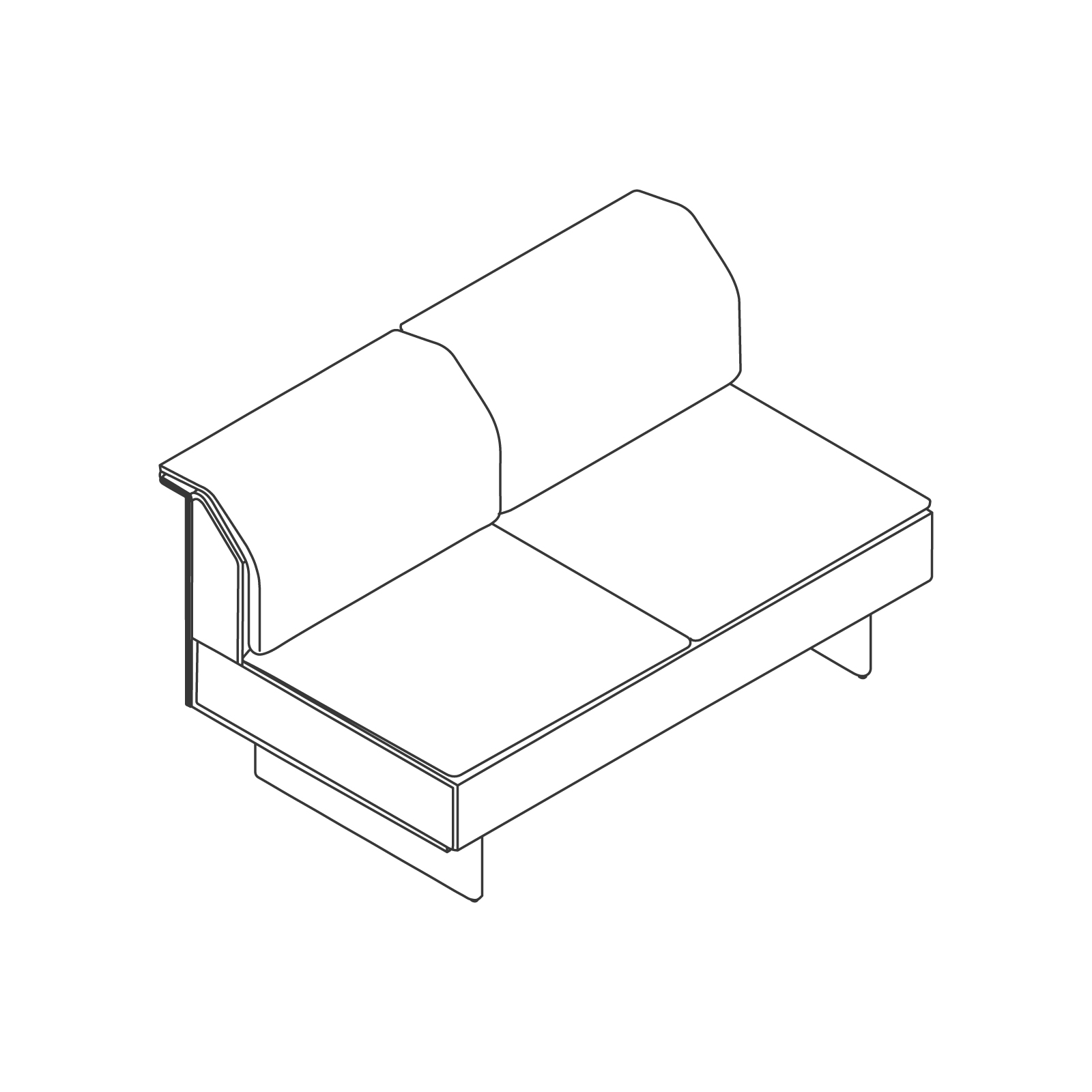 A line drawing - Mantle Settee–Armless