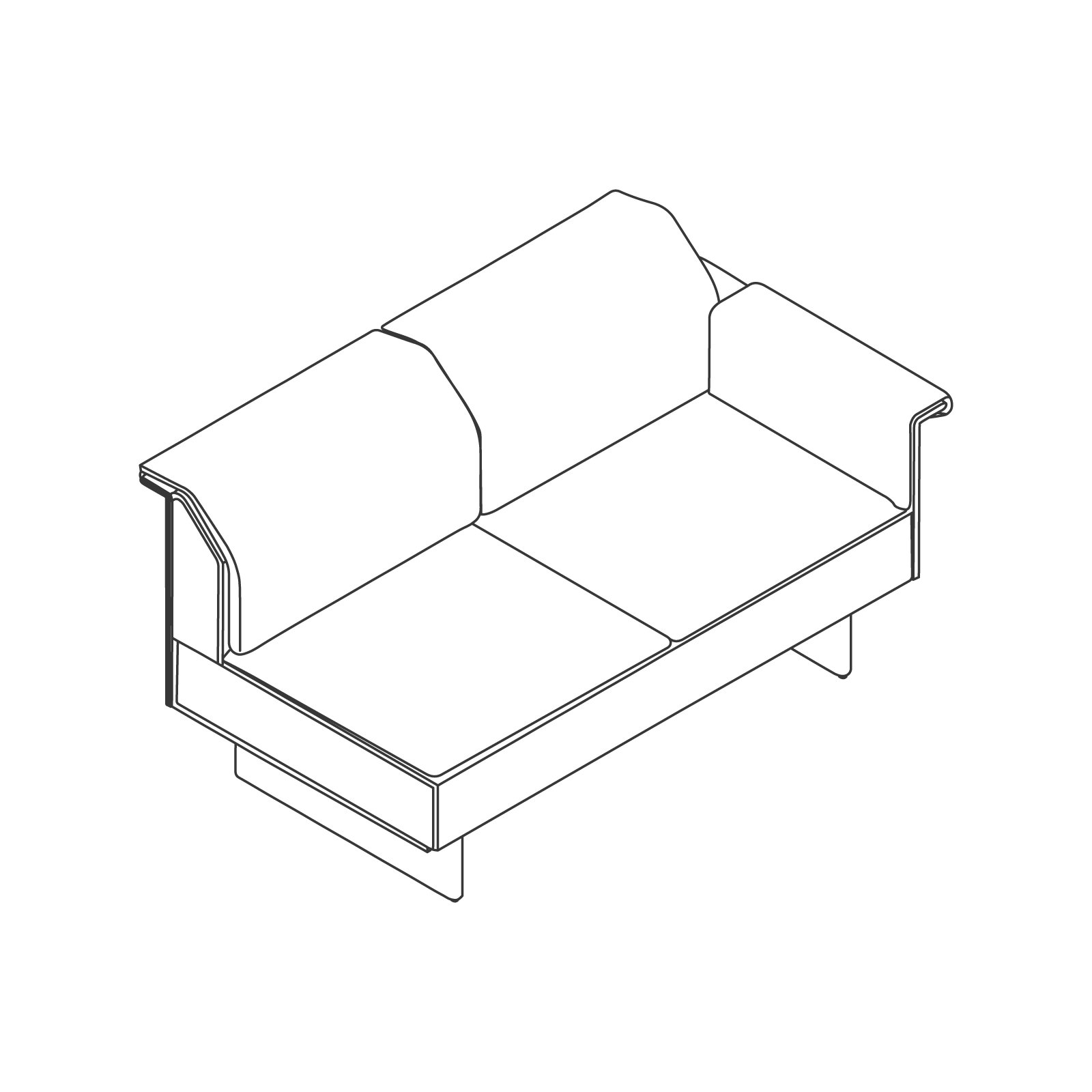 A line drawing - Mantle Settee–Left Arm