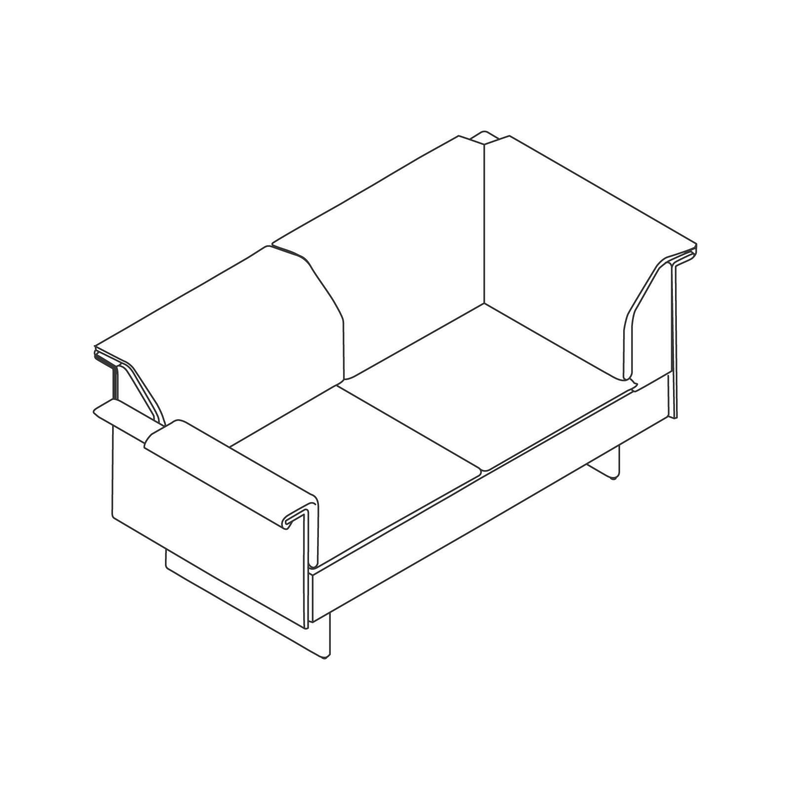 Dessin au trait : Canapé 2 places Mantle – Angle à gauche – Accoudoir droit