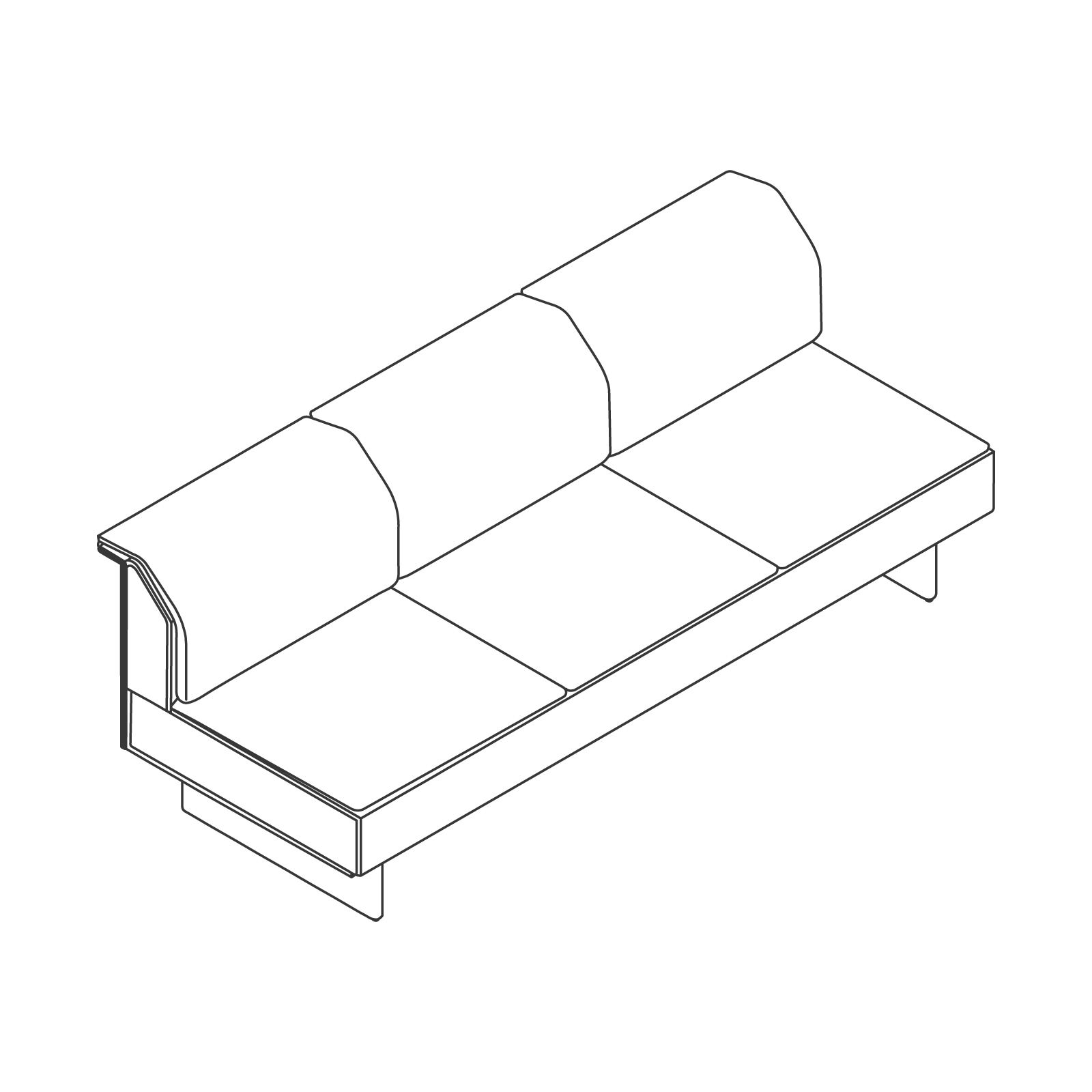 线描图 - Mantle沙发–无扶手