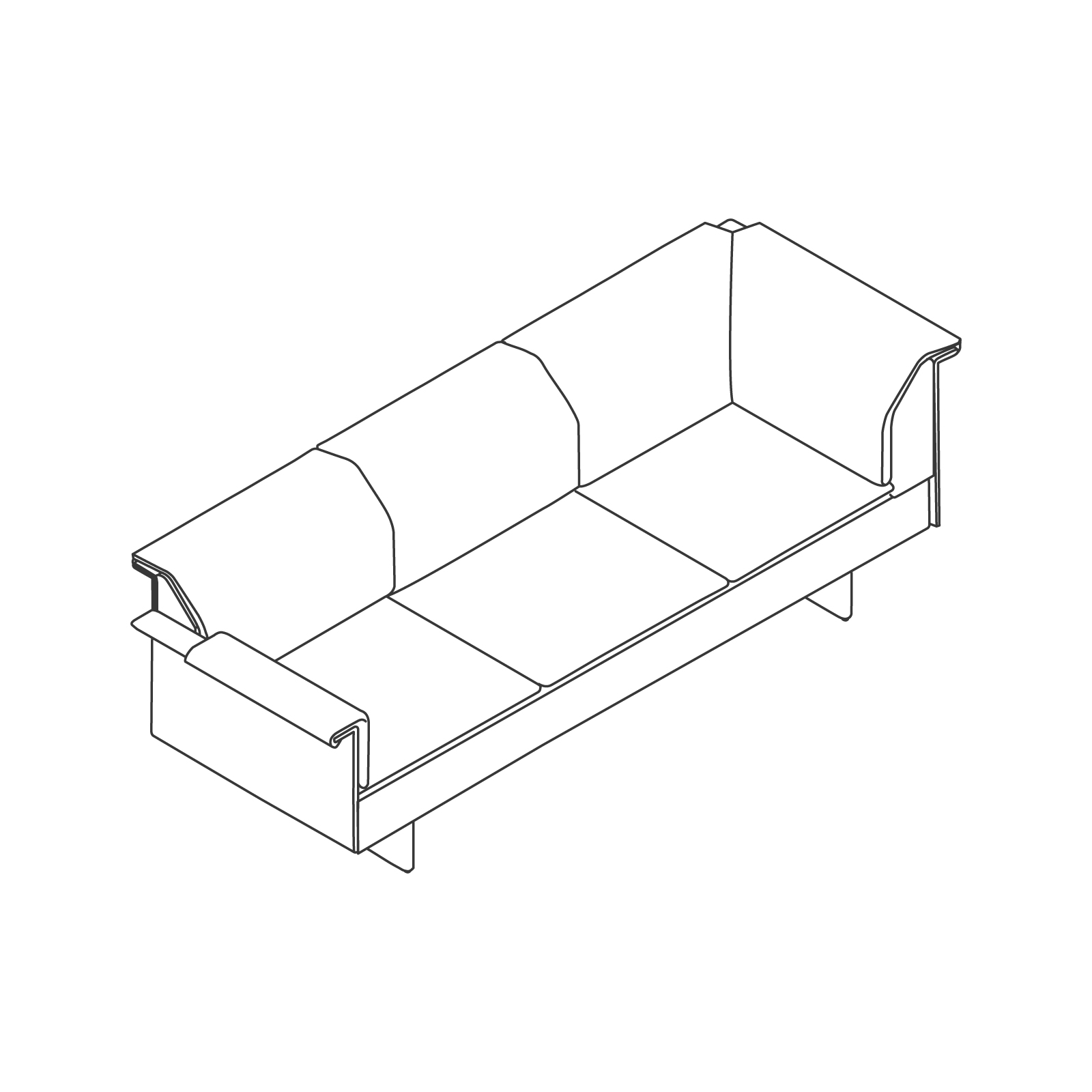 Eine Zeichnung - Mantle Sofa – Ecke links – Armlehne rechts