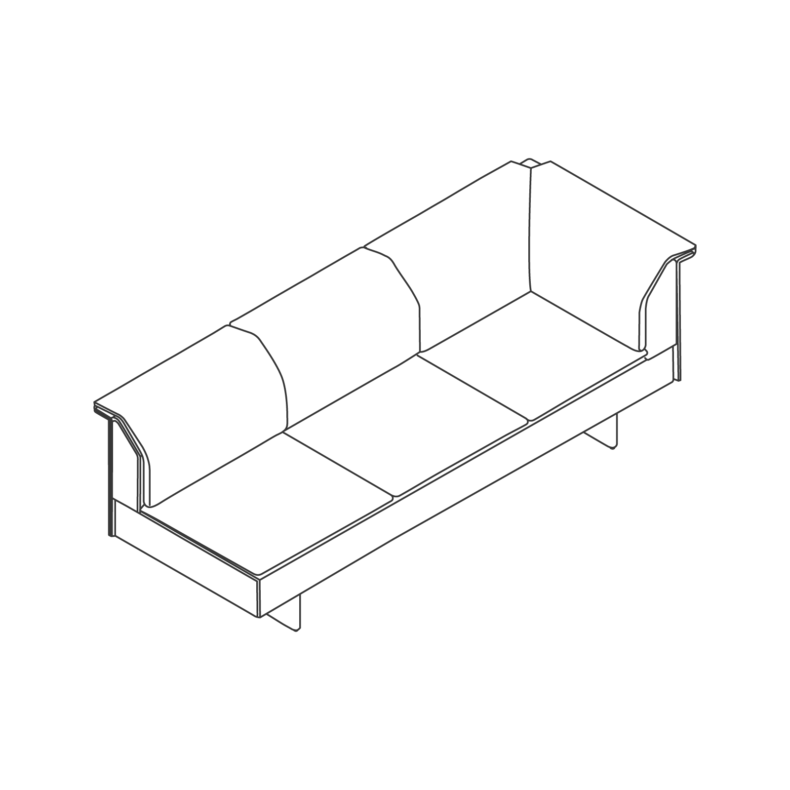 Eine Zeichnung - Mantle Sofa – Ecke links – ohne Armlehne rechts