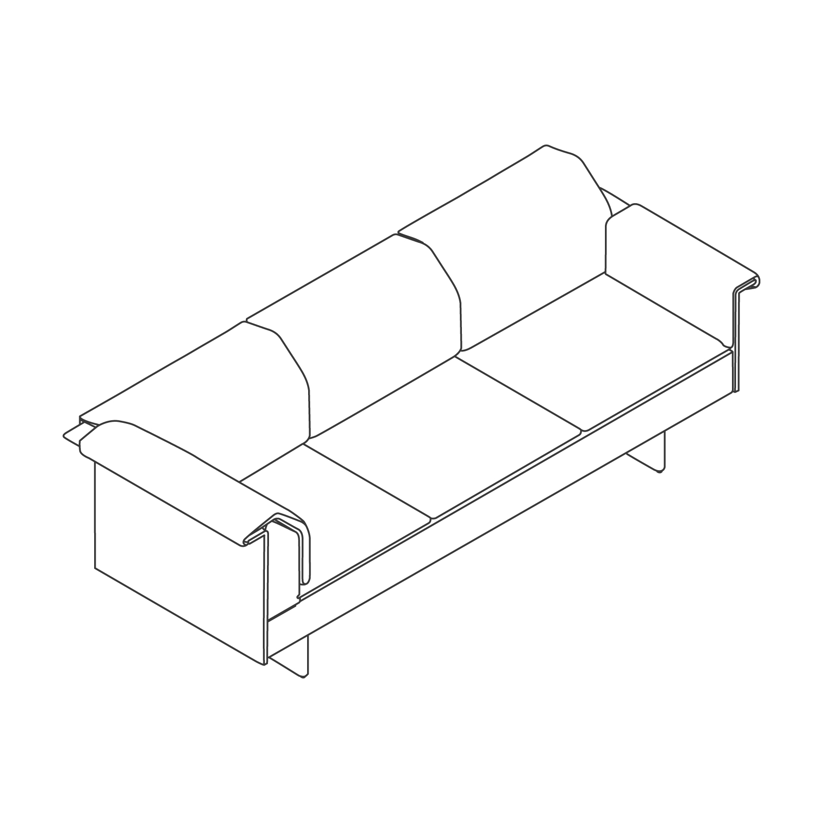 A line drawing - Mantle Sofa–Right Corner–Left Arm