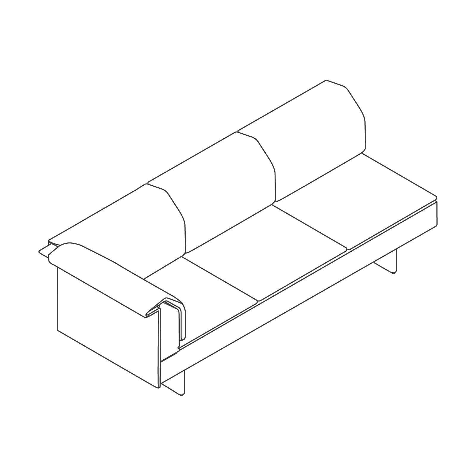 Eine Zeichnung - Mantle Sofa – Ecke rechts – ohne Armlehne links