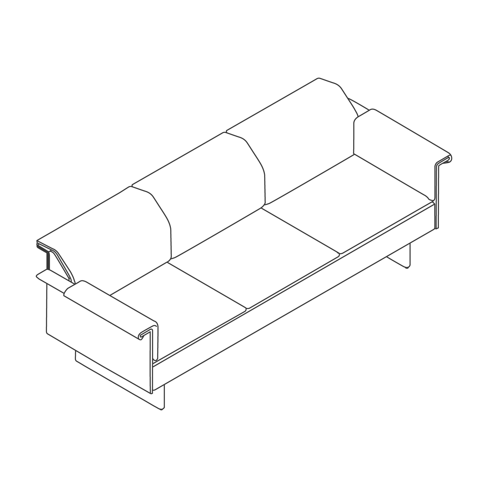 线描图 - Mantle沙发–带扶手