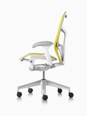Lime green Mirra 2 office chair, viewed from the side.