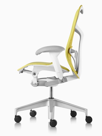 Lime green Mirra 2 office chair, viewed from the side.