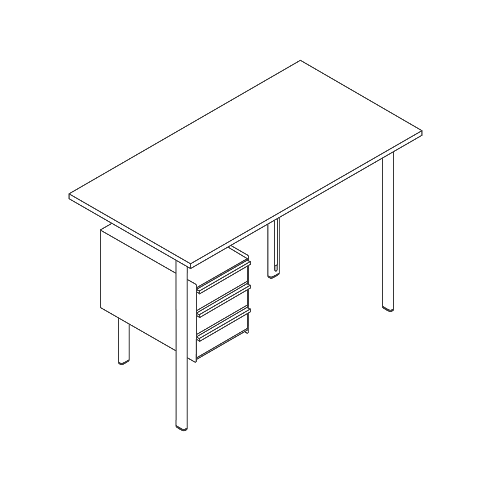 线描图 - Mode办公桌–配储物柜