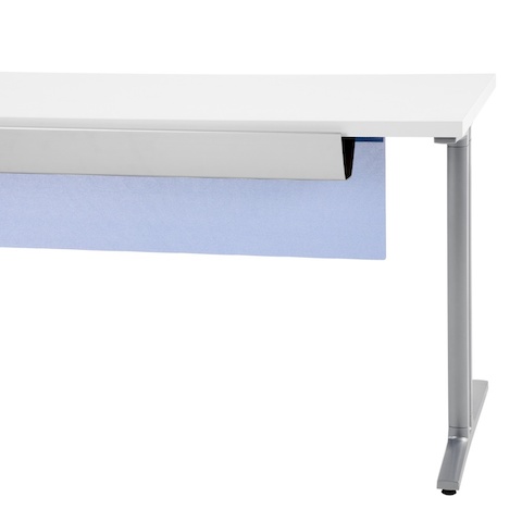 Close-up of the cable trough on the fabric modesty panel.