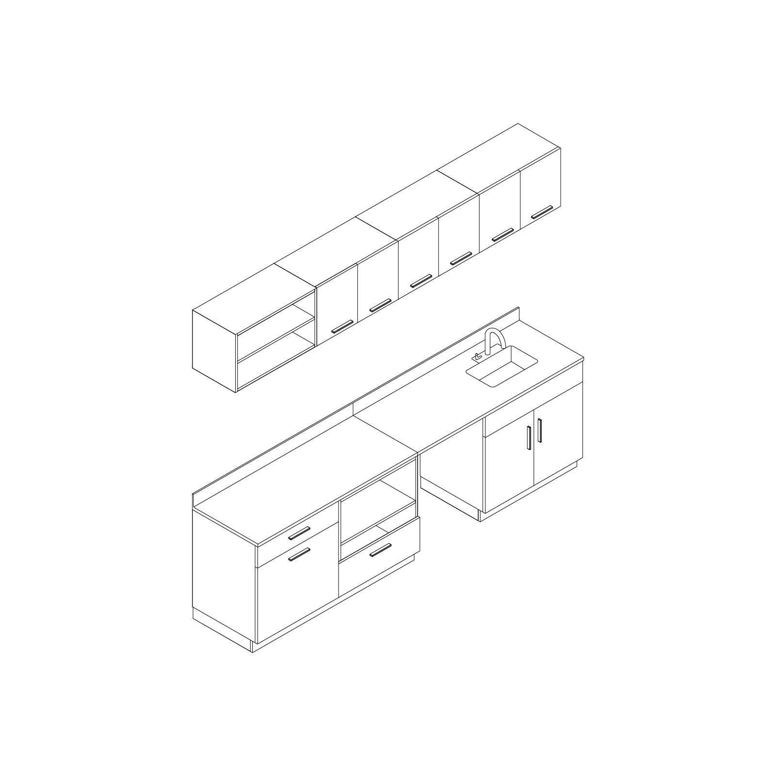 A line drawing - Mora Casework Kitchenette