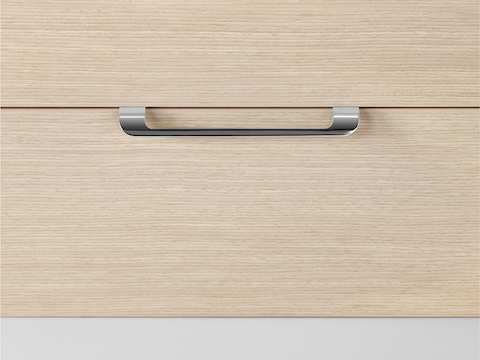 Close view of a Mora clinical casework system drawer pull. 