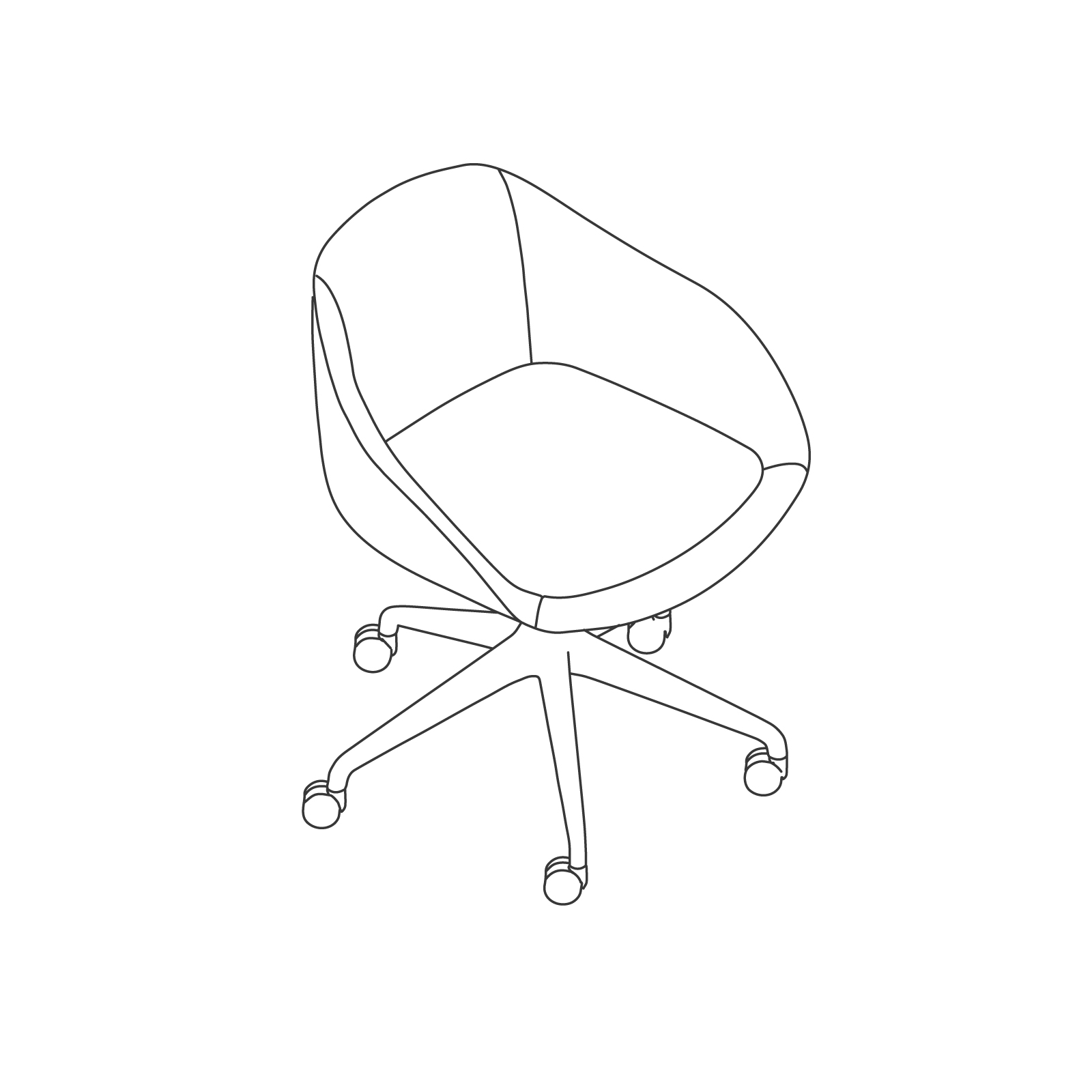 A line drawing of Always Chair–5-Star Caster Base.