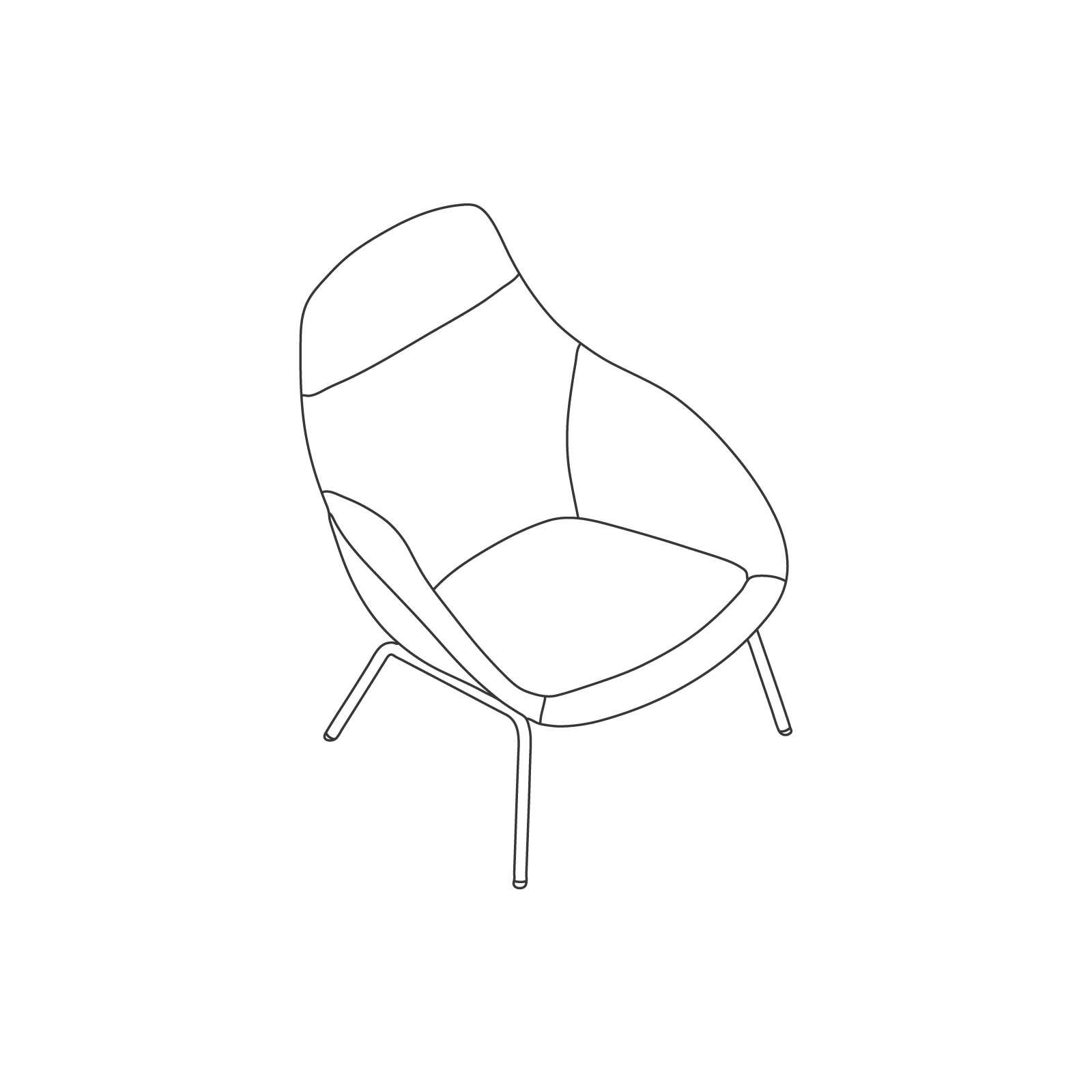 Dibujo en líneas de una silla lounge Always–base de 4 patas. Dibujo en líneas de una silla lounge Always–base de 4 patas.