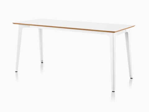 Fold Table with a white top with reverse chamfer and a white powder-coated frame.