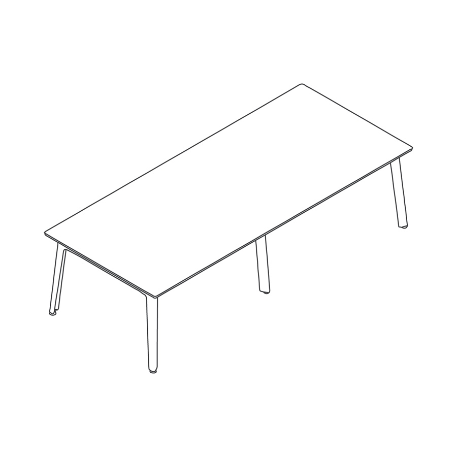 线描图 - 折叠式会议桌 - 长方形 - 6腿