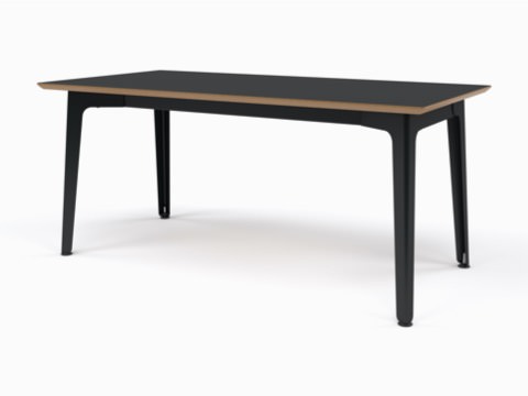 Een volledig zwarte NaughtOne Fold-tafel op barhoogte, gezien vanuit een hoek.