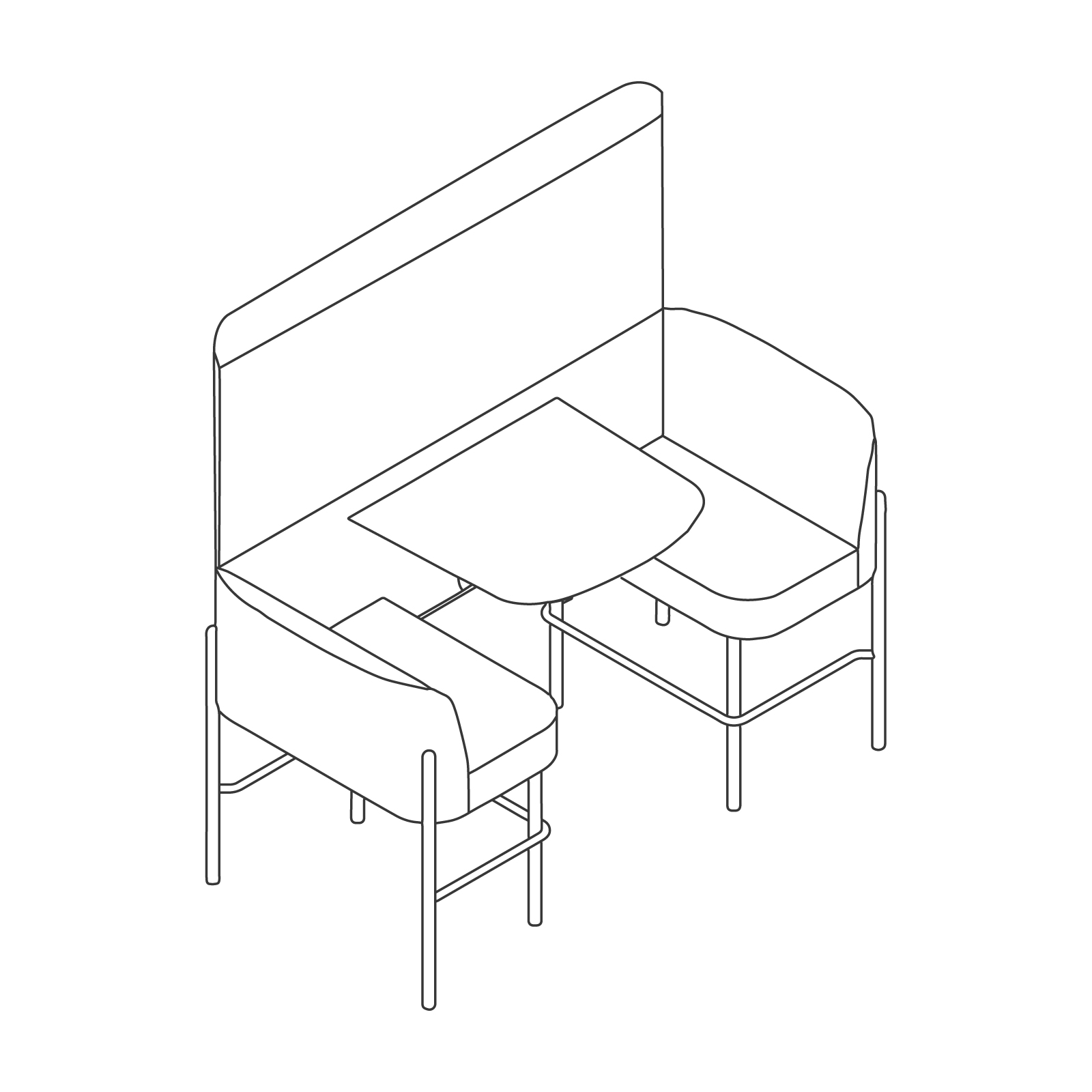Eine Zeichnung - Hue Booth–Barhöhe–mit Trennwand
