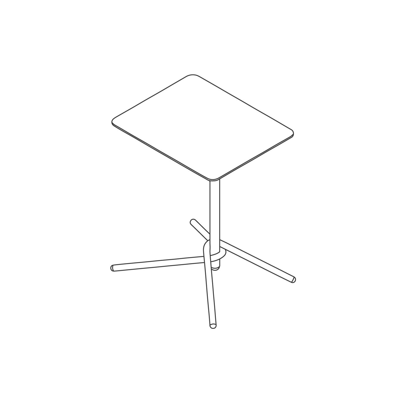 Desenho de linha da mesa de apoio Knot–Retangular.