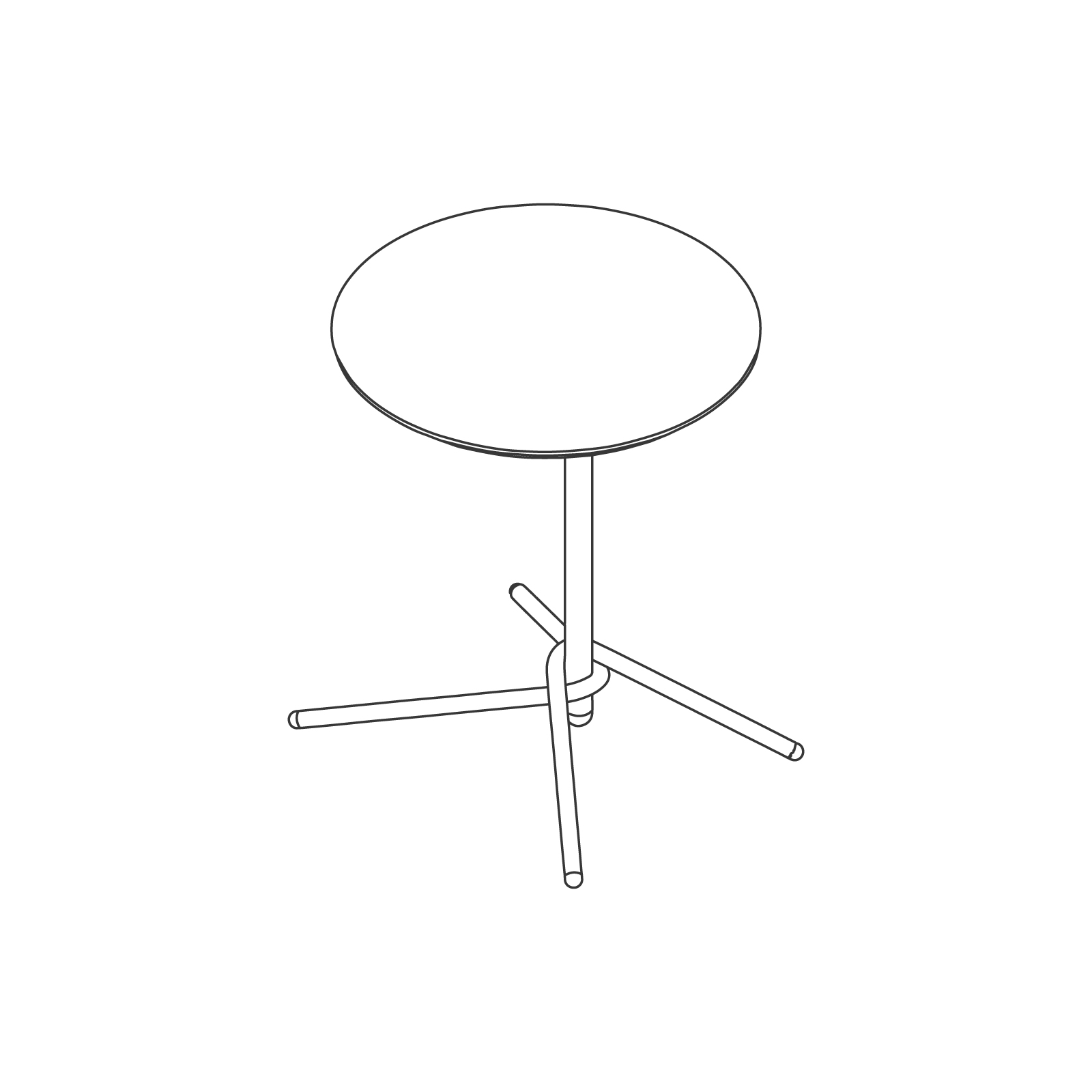 Desenho de linha da mesa de apoio Knot–Redonda.