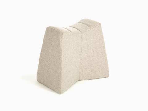 A light gray naughtone Pinch Stool with white stitching, viewed at an angle.